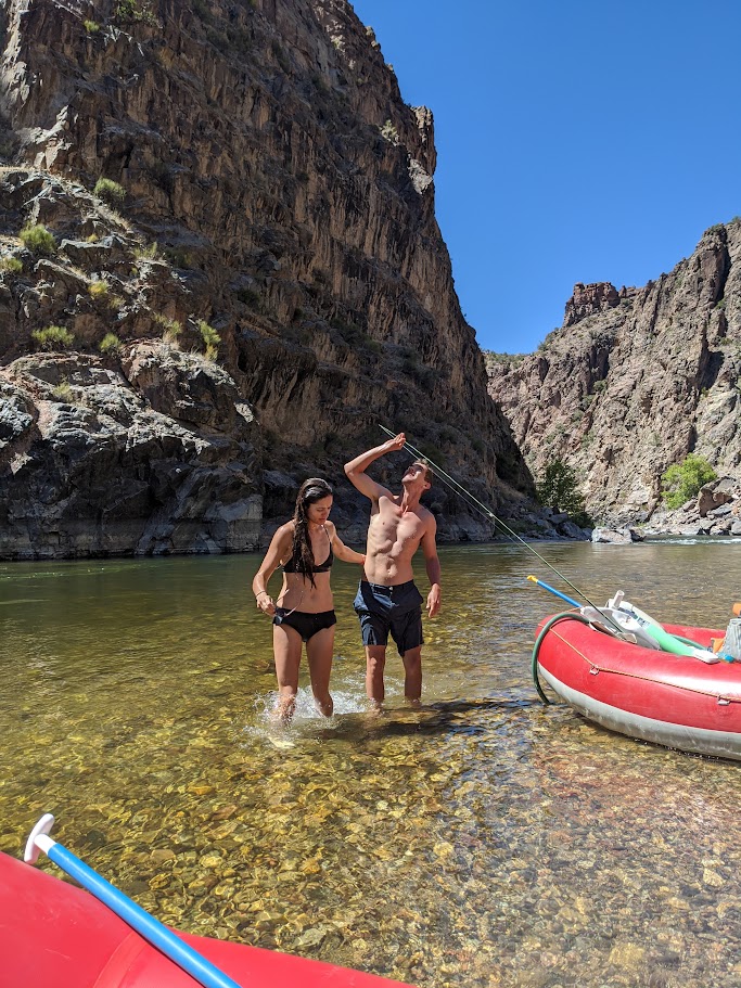 A picture of Wade and Hannah at T-Dyke camp in the water