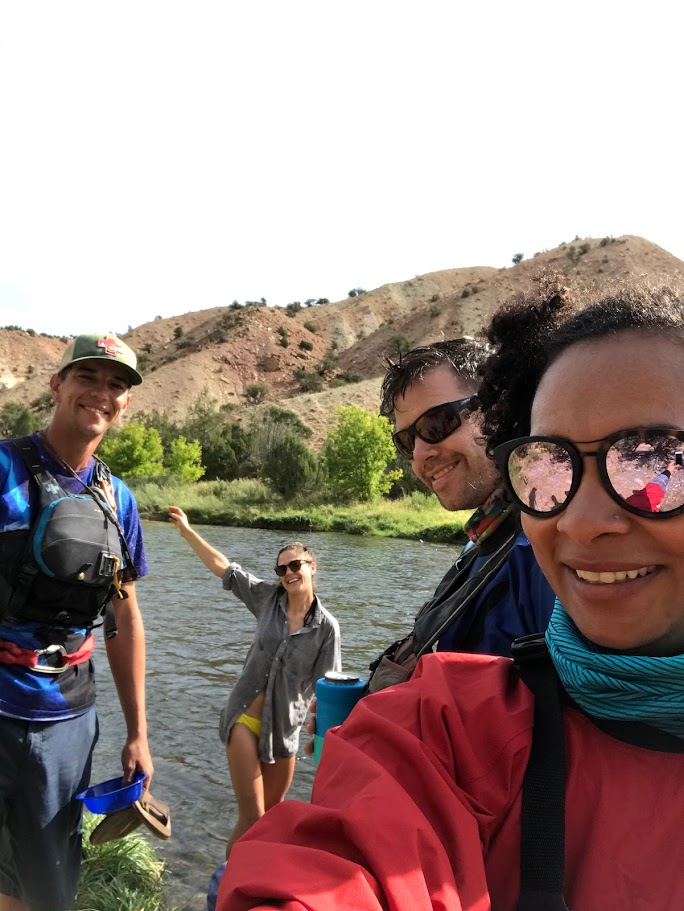 A picture of Amanda, Hannah. Wade and Josh on the banks of the Gunnison River