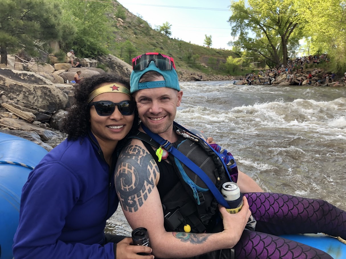 A picutre of Josh and Amanda below Smelter Rapid during the Animas River Days