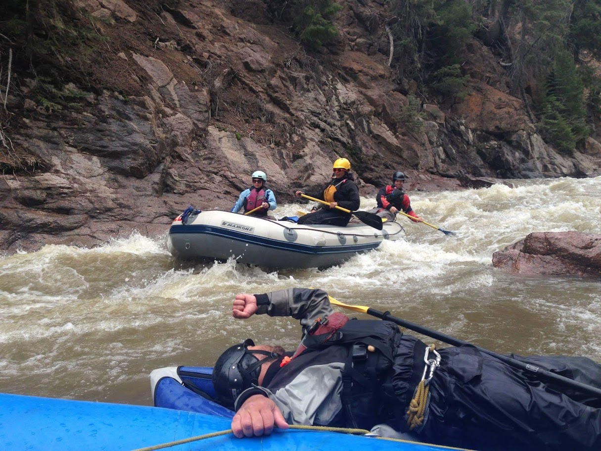 Hitting the hole at the bottom of Lone Pine Rapid