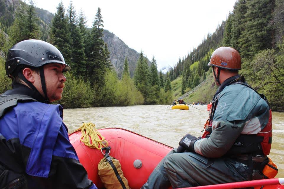 Two rafts on the water in the Upper Bov of the Piedra