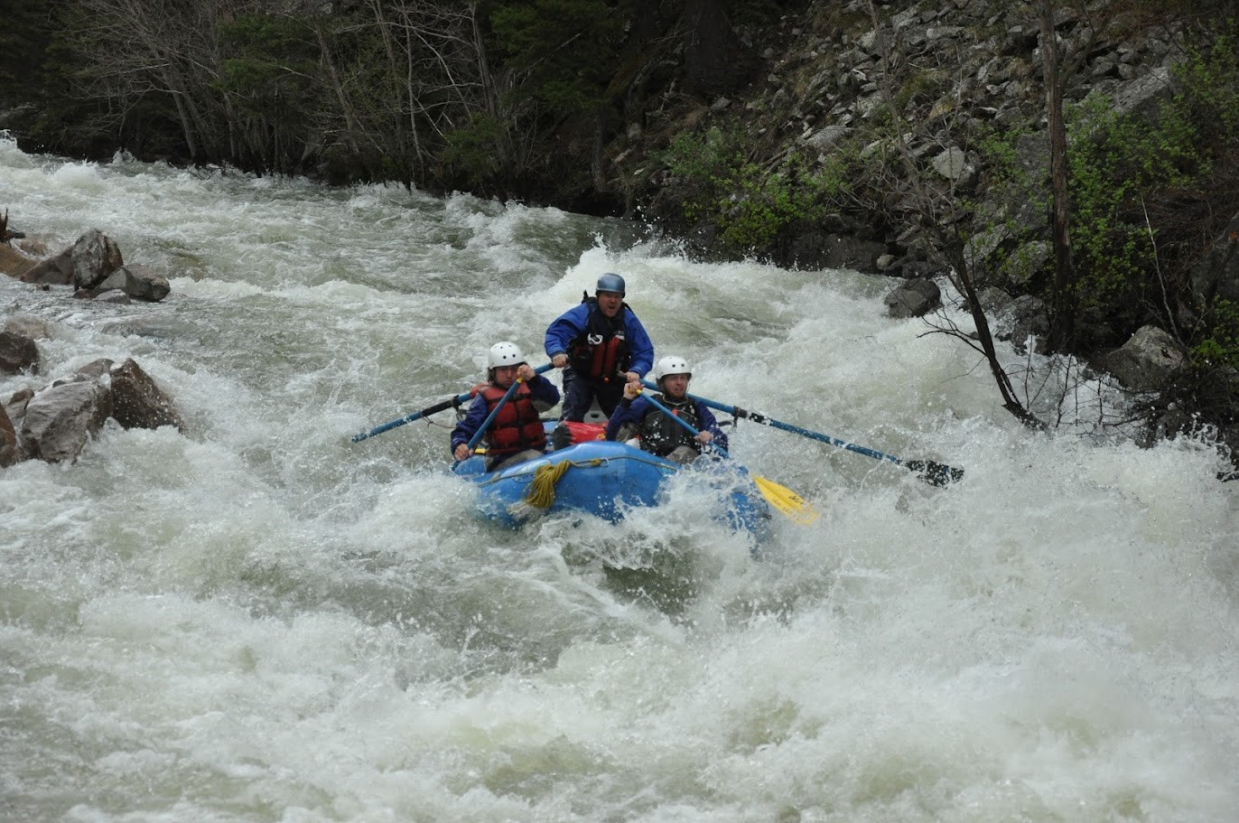 Pally rowing in Snowslide Rapid