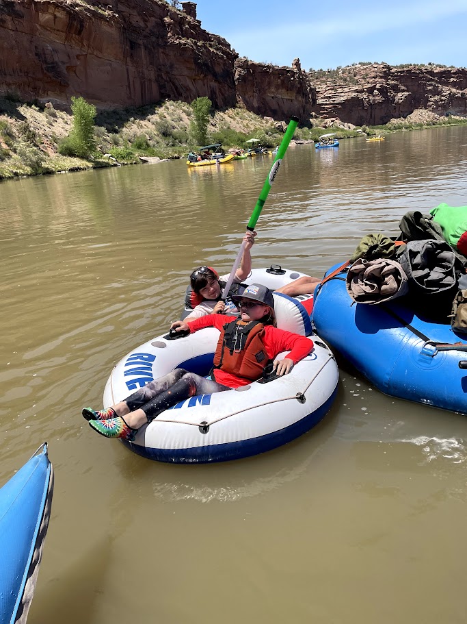 A picture of Rylen and KK on the tubes