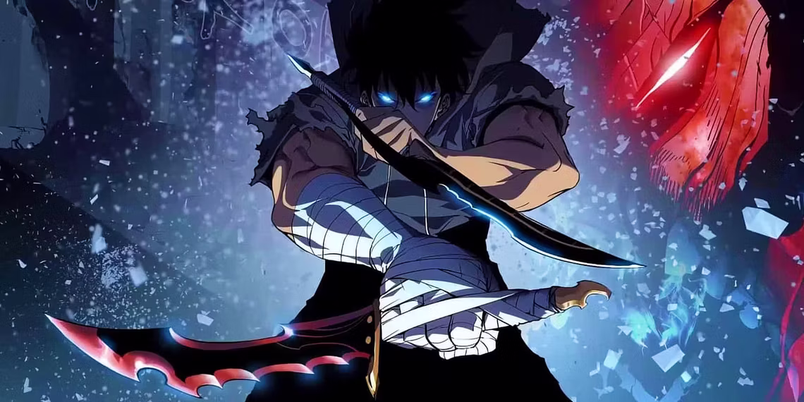 A shadowed Jin-Woo with two daggers