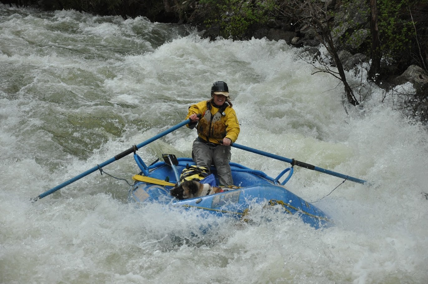 Tessa rowing Atlas in Snowslide Rapid